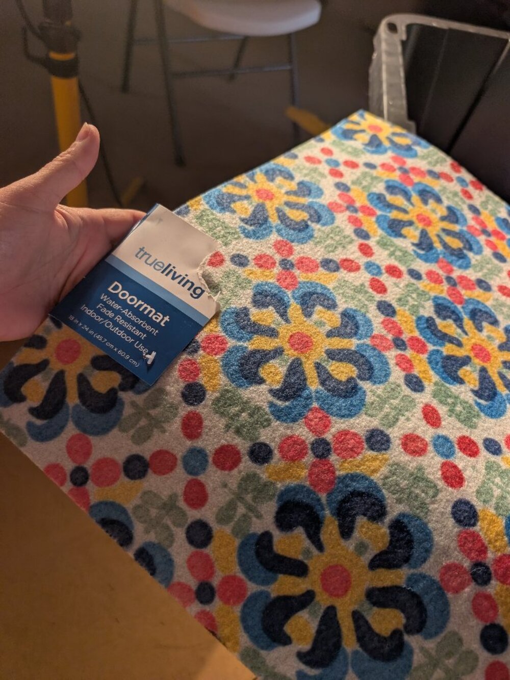 Trueliving Floral Doormat 18x30 Water-Absorbent Multicolor